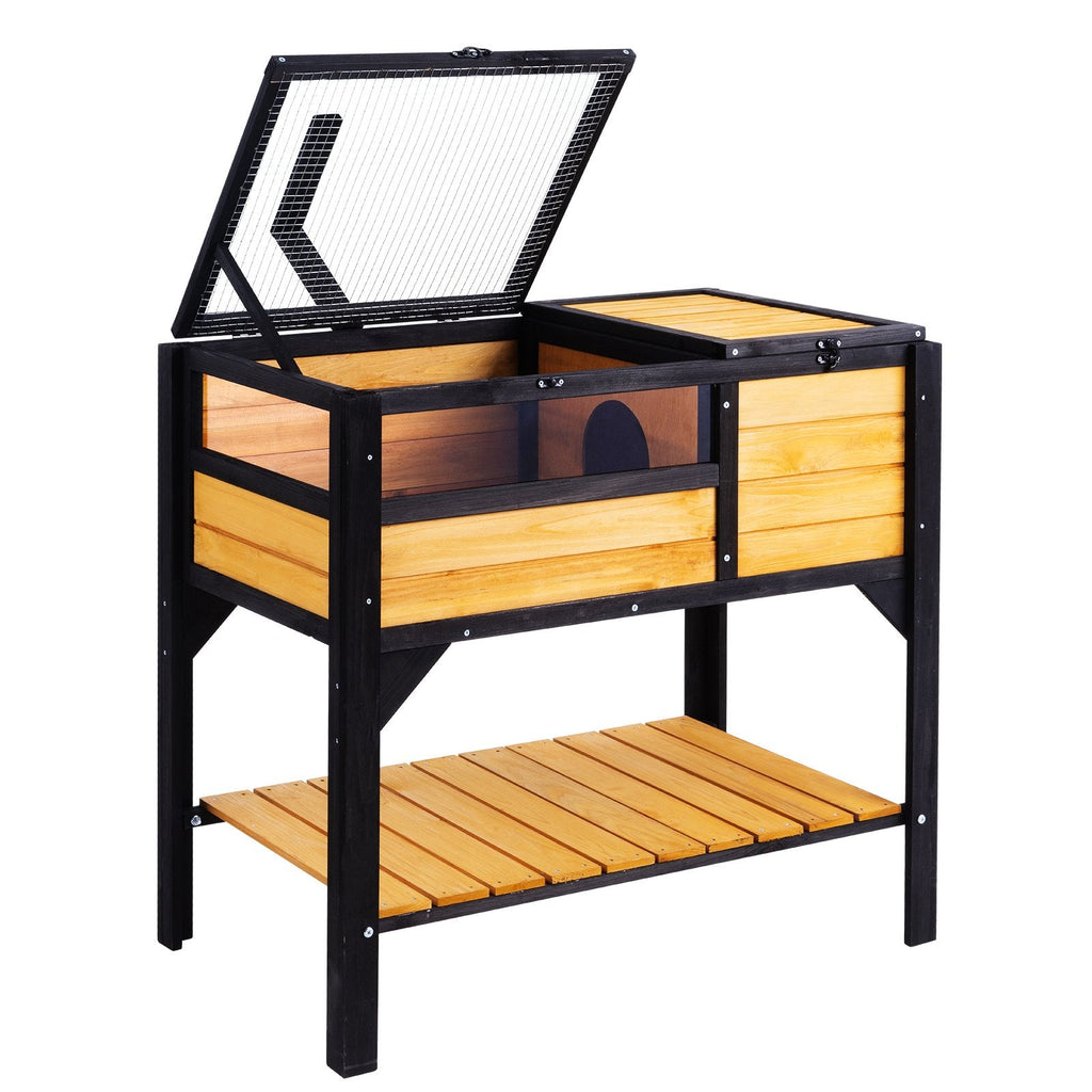 Elevated Cedar Tortoise House with Storage