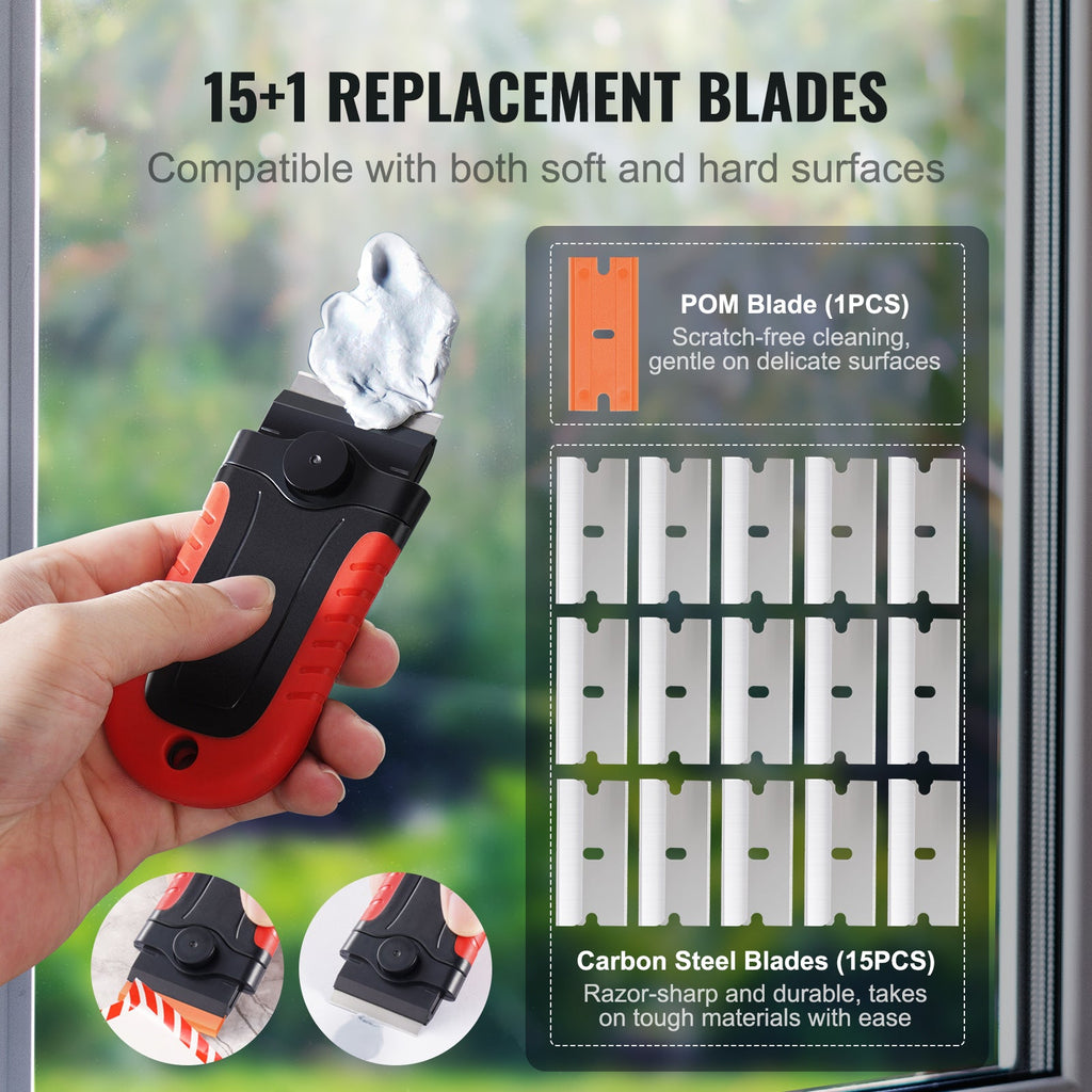 Dual-Surface Terrarium & Vivarium Razor Scraper Kit (16 Blades + Safety Cap)
