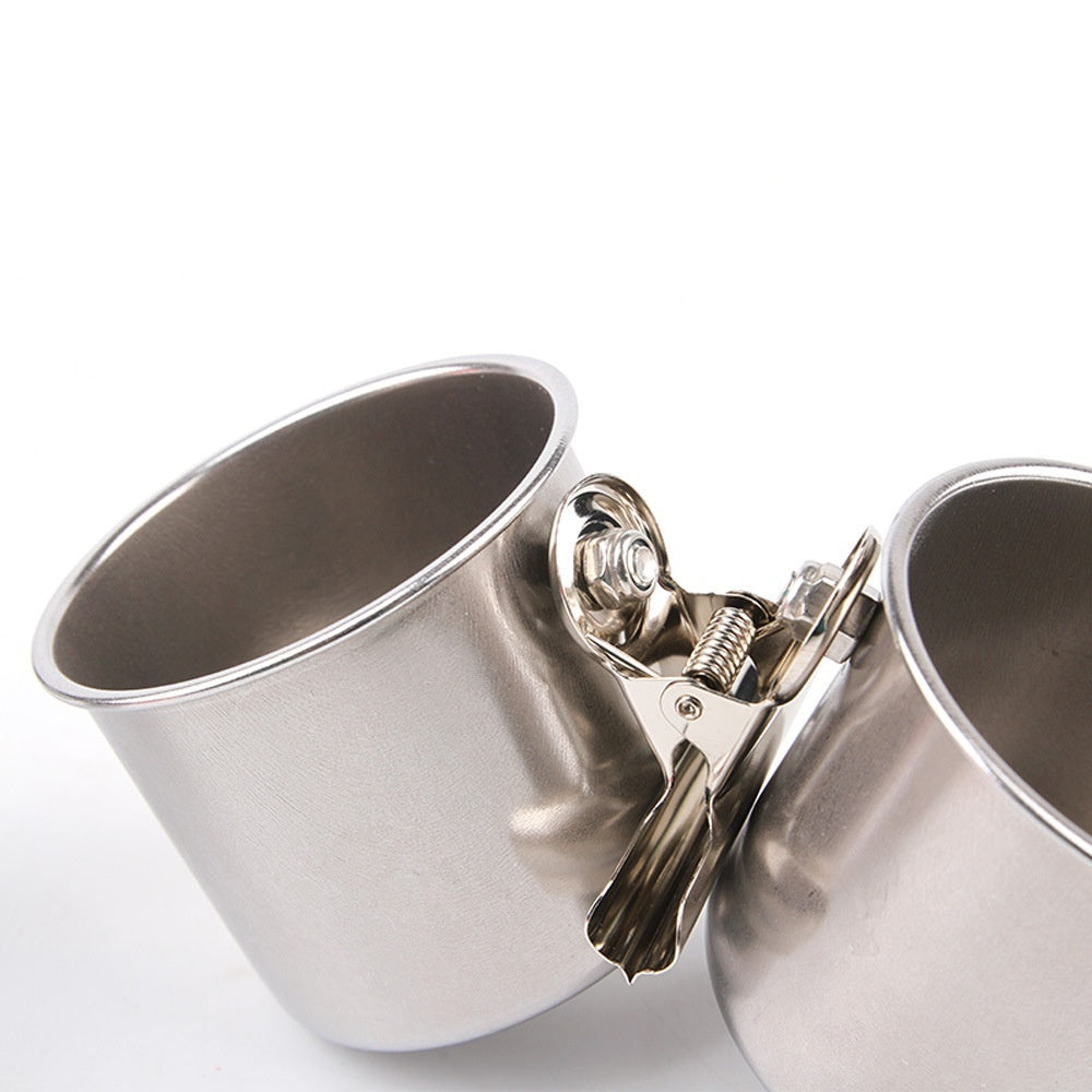 Dual Clamp-On Stainless Steel Elevated Feeding & Water Station
