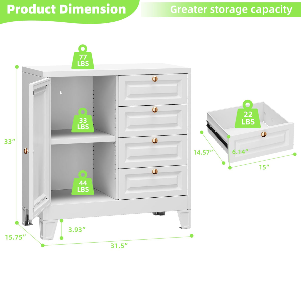 All-Steel Moisture-Proof Stand & 4-Drawer Supply Cabinet (White)