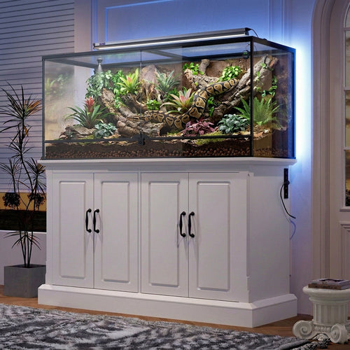50" Heavy-Duty Terrarium & Aquarium Stand with 4-Door Storage Cabinet & Built-In Power Strip (880 lb Capacity)