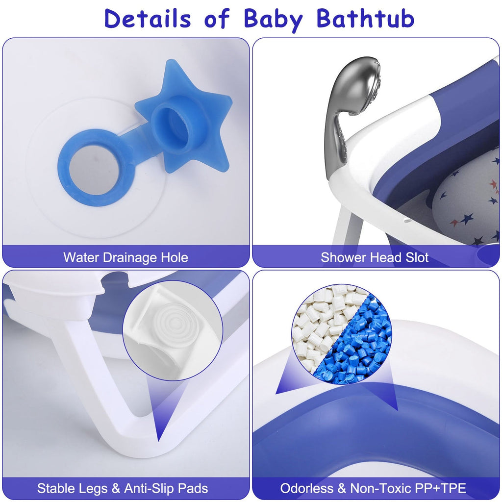 Collapsible Pet Soaking Tub & Bath Basin with Built-in Digital Thermometer