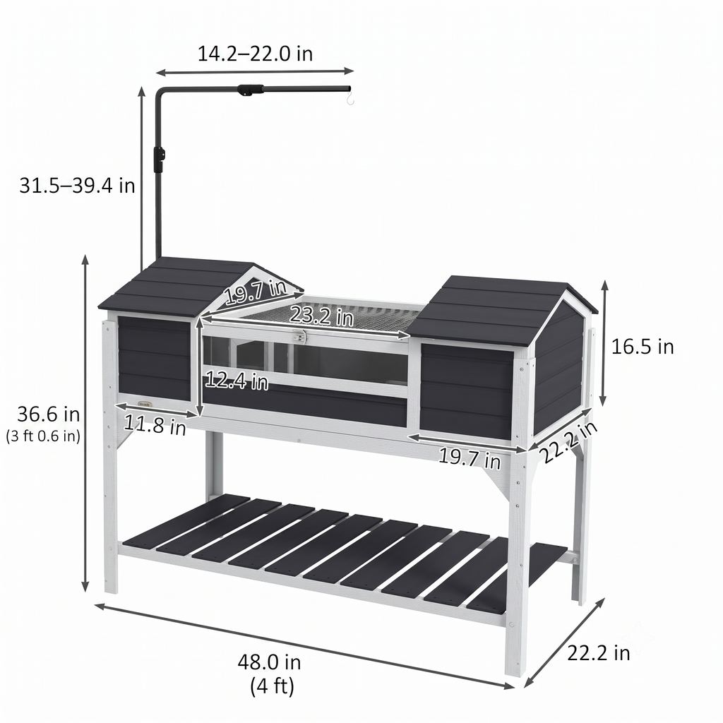 Elevated Wooden Tortoise House and/or Temporary Outdoor Lounge (with Lamp Stand)