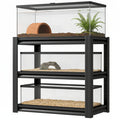 3-Tier Heavy-Duty Metal Terrarium Stand (Black)